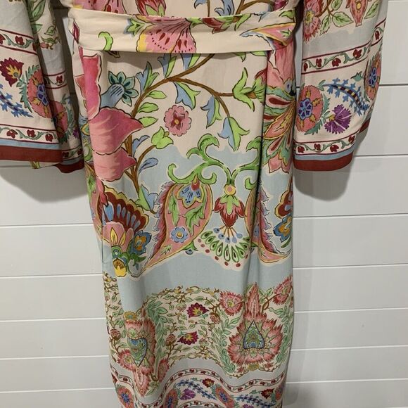 Zara | Kimono Floral Print Long Belted Side Slits Pink NWT Blogger Favorite- XS - Picture 11 of 12